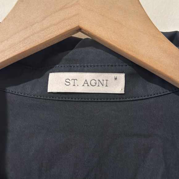 • ST. AGNI • Women’s Cotton Oversized Button Down Shirt Black Medium - Picture 4 of 5